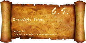 Országh Irén névjegykártya